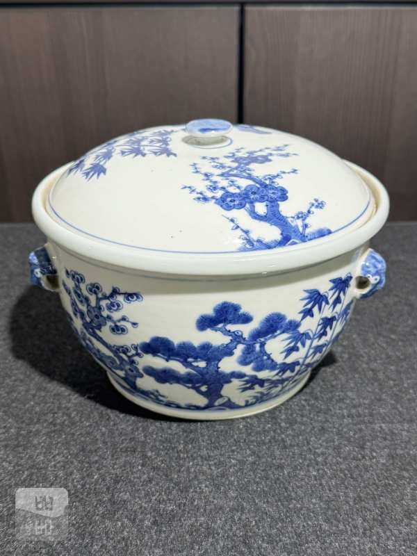 清光绪 青花岁寒三友图温碗 - 图2